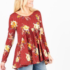 New with Tag Agnes & Dora Muse Top Rust Floral Size Small